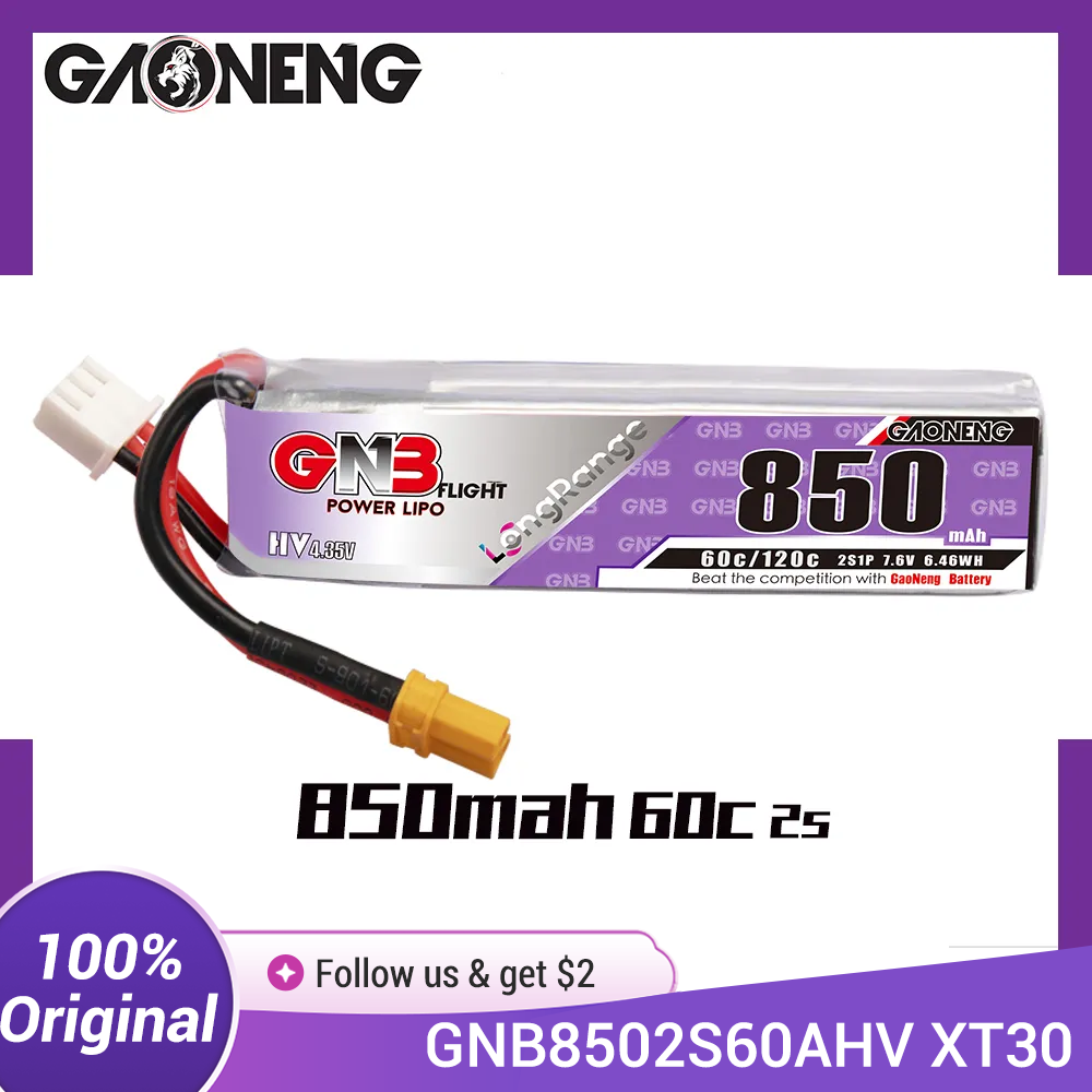 Drone Battery Li-Ion - GAONENG GNB LiPo Bateria 850mAh 2S
