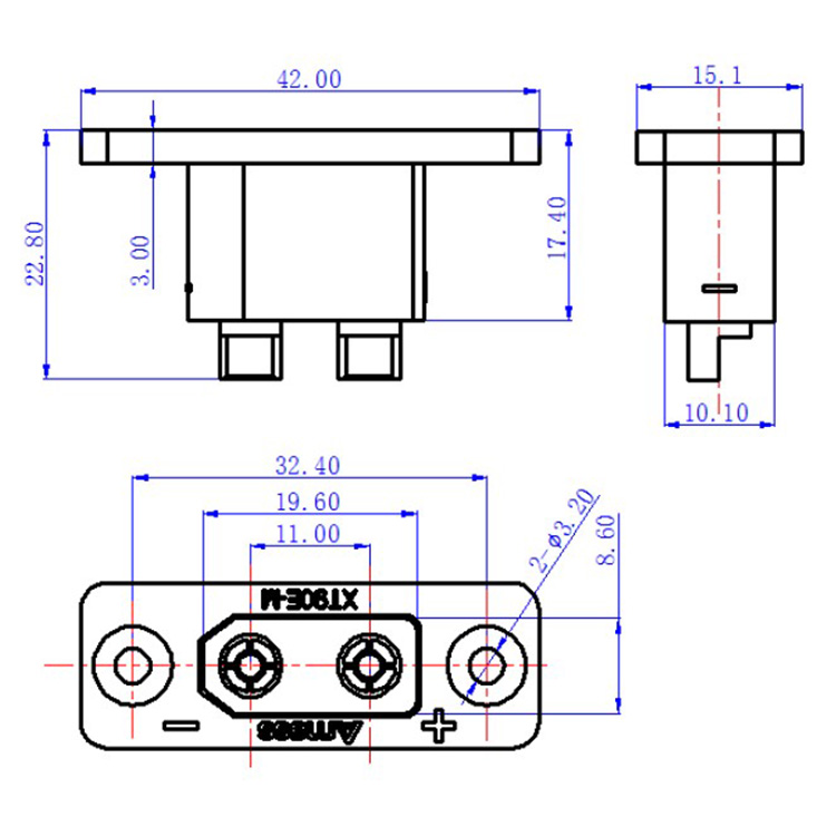 Drone Battery Connector - 30pcsamass preto XT90E-M conectores de montagem