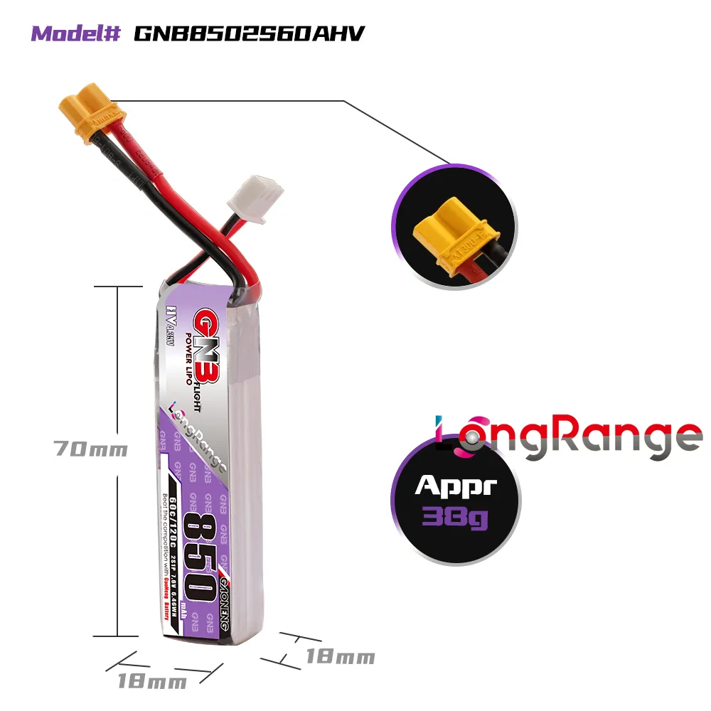 GAONENG GNB LiPo Bateria 850mA - Drone Battery Li-Ion avaliação e preço