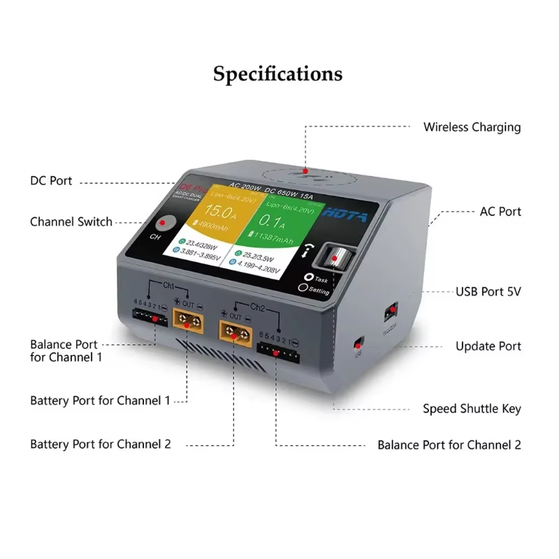 Carregador Sem Fio HOTA D6 Pro - Drone Battery Balance Charger avaliação e preço